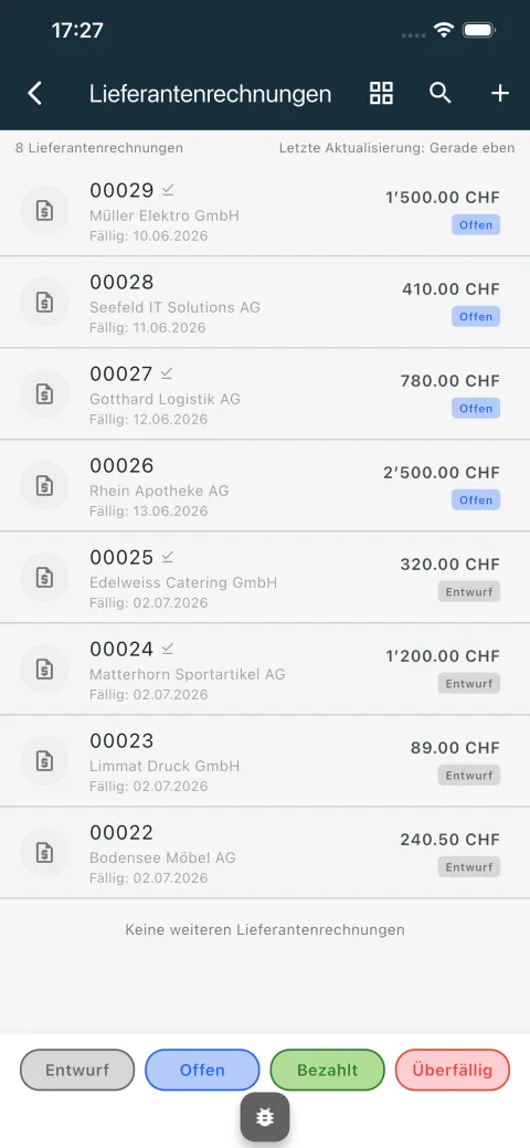 Fatture fornitori List