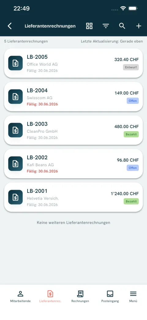 Supplier bills List